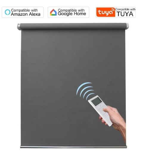 Customize Motorized Electric Shades TUYA Smart Blinds Alexa Google Compatible ,Sunscreen Fabric, full blackout fabric