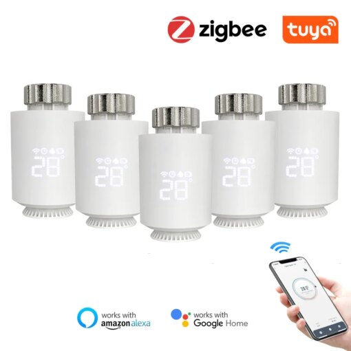 Tuya ZigBee Radiator Actuator Thermostat Smart TRV Thermostatic Valve Temperature Controller Support Alexa Google Home Smart Lif