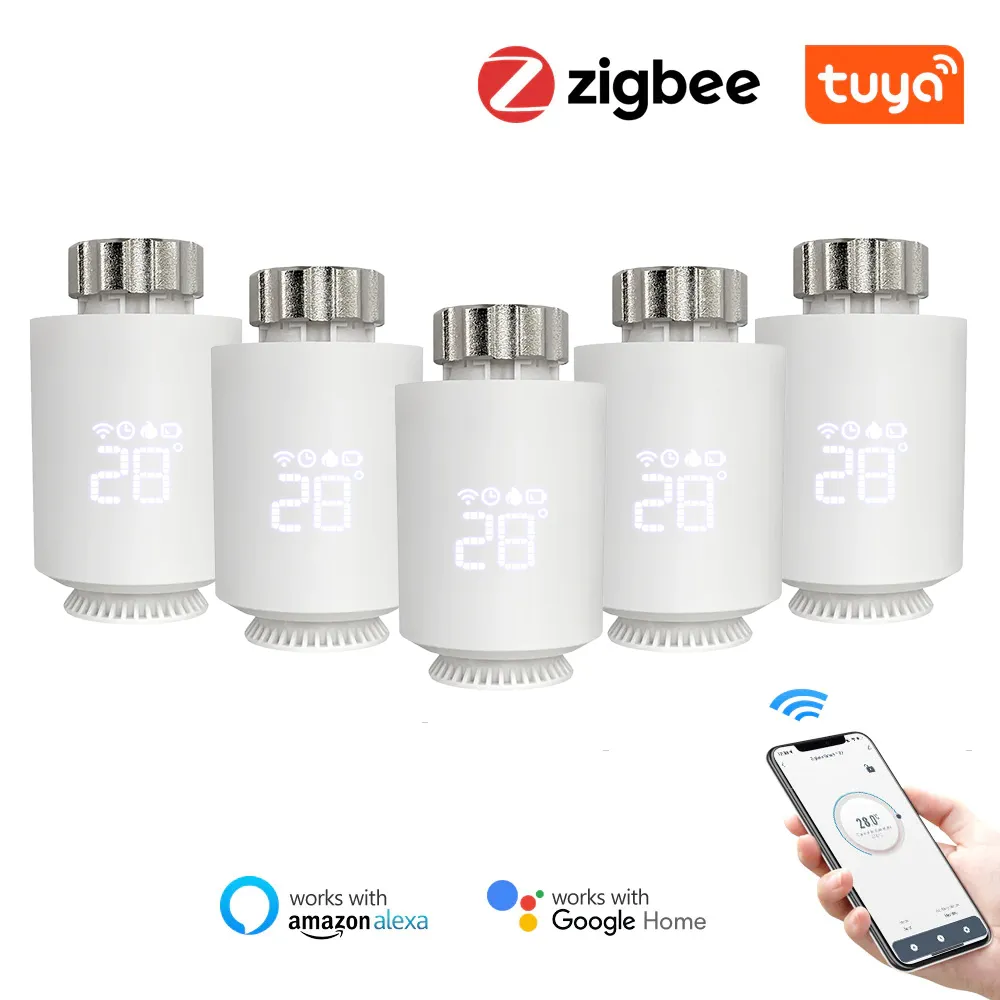 Tuya ZigBee Radiator Actuator Thermostat Smart TRV Thermostatic Valve Temperature Controller Support Alexa Google Home Smart Lif
