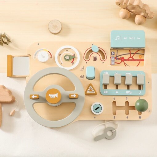 Children's Montessori Toys Car Busy Board Baby Wooden Materials Activity Busyboard Games For Babies Development Educational Toy