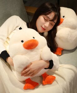 Soft Kawaii Stuffed Fat Duck 3 In 1 Pillow With Blanket Cute Plush Animal Doll Baby Appease Toy for Kids Cartoon Birthday Gift