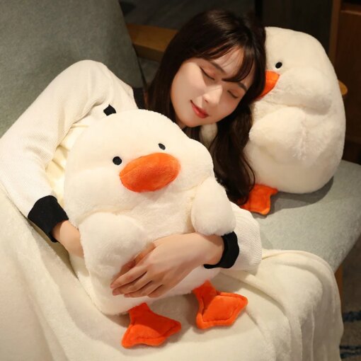 Soft Kawaii Stuffed Fat Duck 3 In 1 Pillow With Blanket Cute Plush Animal Doll Baby Appease Toy for Kids Cartoon Birthday Gift