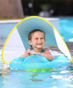 Baby Swimming Float With Canopy Inflatable Infant Floating Ring Kids Swim Pool Accessories Circle Bathing Summer Toys Dropship