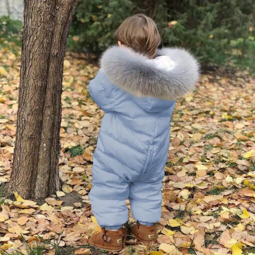 2022 New Baby Overalls Down Jacket Kids Boy Jumpsuits Toddler Girl Clothes Snow Suit Winter Coat Thick Infant Overcoat  TZ305