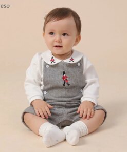 2Pcs Spanish Newborn Baby Clothes Set Infant Boy White Shirt Top Jumpsuit Suits Toddler Boy Outfits Cartoon Embroidery Clothing