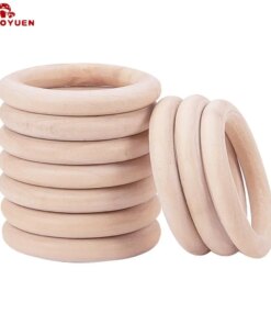 Sutoyuen Baby Teether 100pcs Wooden Round Wood Ring 40-70mm DIY Bracelet Crafts Gift Wood Teether Natural Teething Accessory