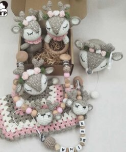 Newborn Mobile Gym Educational Ring Teething Toy Baby Cotton Baby Wooden Ring Rattle Crochet Wool Toy Customize Pacifier Chain