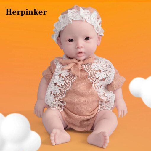 Herpinker 47cm 1-3KG Full Silicone Reborn Baby 18.5inch Baby Girl Boy Doll Toys Soft Silicone Realistic Toys Bebe Children Gift