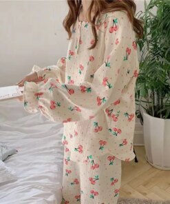 Pyjamas Women Clothing Sets Autumn Pajamas for Teen Girls Kawaii Pijamas Sleepwear Breathable loungewear