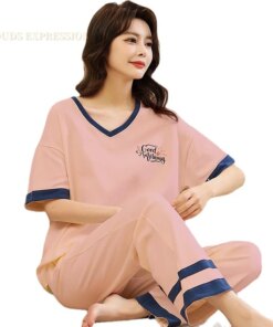 Spring Summer Nightwear Girls Pjs Elegant Women Pajama Sets Pyjamas Femme Pink Sleepwear Female Loungewear Pijama Mujer Homewear