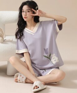 Summer Nightwear Girls Sleepwear Young Women Pajama Sets Pyjamas Femme Suits Loungewear Pijama Mujer Homewear