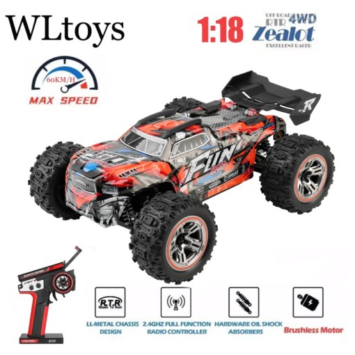 2024 New Wltoys 184008 1/18 2.4G RC Cars 3 In 1 Brushless Motor And ESC 4WD Off-road Car 60Km/H High Speed Racing Toys For boys
