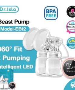 Dr.isla Double Electric Breast Pumps Powerful Nipple Suction USB Electric Breast Pump with Baby Milk Bottle Cold Heat Pad Nipple