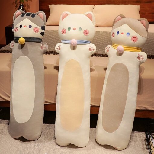 Kawaii Soft Long Cat Pillow Stuffed Plush Toys Nap Pillow Home Comfort Cushion Kids Birthday Gift Cute Plushies Friend Gift