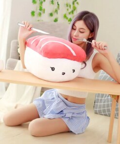 3 Colurs Creative Plush Toys Stuffed Tuna Omelette Salmon Sushi Soft Nap Pillow Cushoin Sweety Gift For Girlfriend