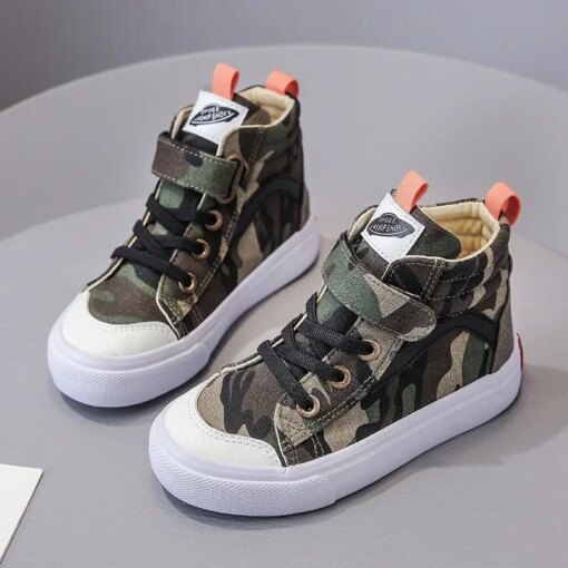 2024 New Brand Boys Casual Shoes Army Green Fashion Children's Boots Cool Boy Girl Outdoor Military Camouflage Footwear E08067