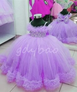 Flower Girl Dresses for Wedding Prom Party Girls Pageant Gowns Lace Floral Appliques Kids Birthday Dress