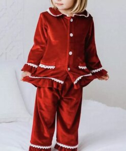 2023 Red Christmas Baby Boy Girl Warm Family Pyjamas Sets Golden Velvet Kids Match Pajamas Children Dress Clothes Toddler Pjs