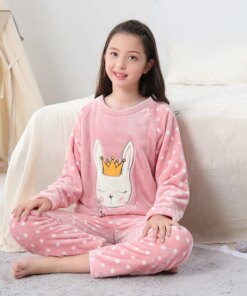 Boys Girls Clothes Pajamas Set Flannel Fleece Warm Catoon Sleepwear Teen Home Suit Winter Fall Spring 6 8 10 12 14Y Pyjamas Kids