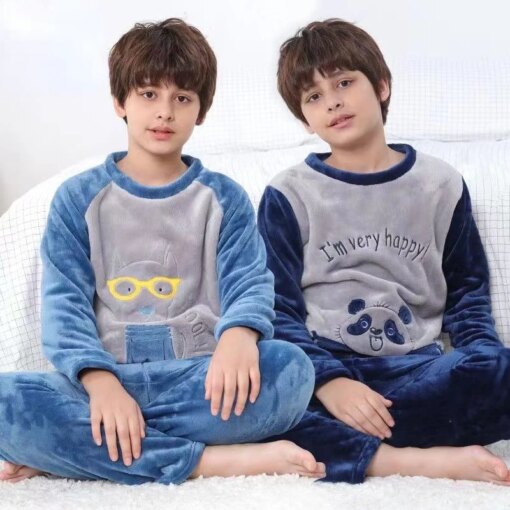 Boys Animals Cats Pajamas for 9 10 12 16 Years Children Sleepwear Teen Girl Fleece Night Suit Baby Homewear Pyjamas Kids Pijamas