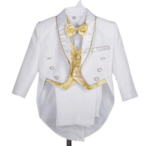 Little Boys Black Bow Tie Christening Suit Kids Black White Baptism Tuxedo Costume Baby Boy Gentlemen Birthday Clothes Set 1-4Y