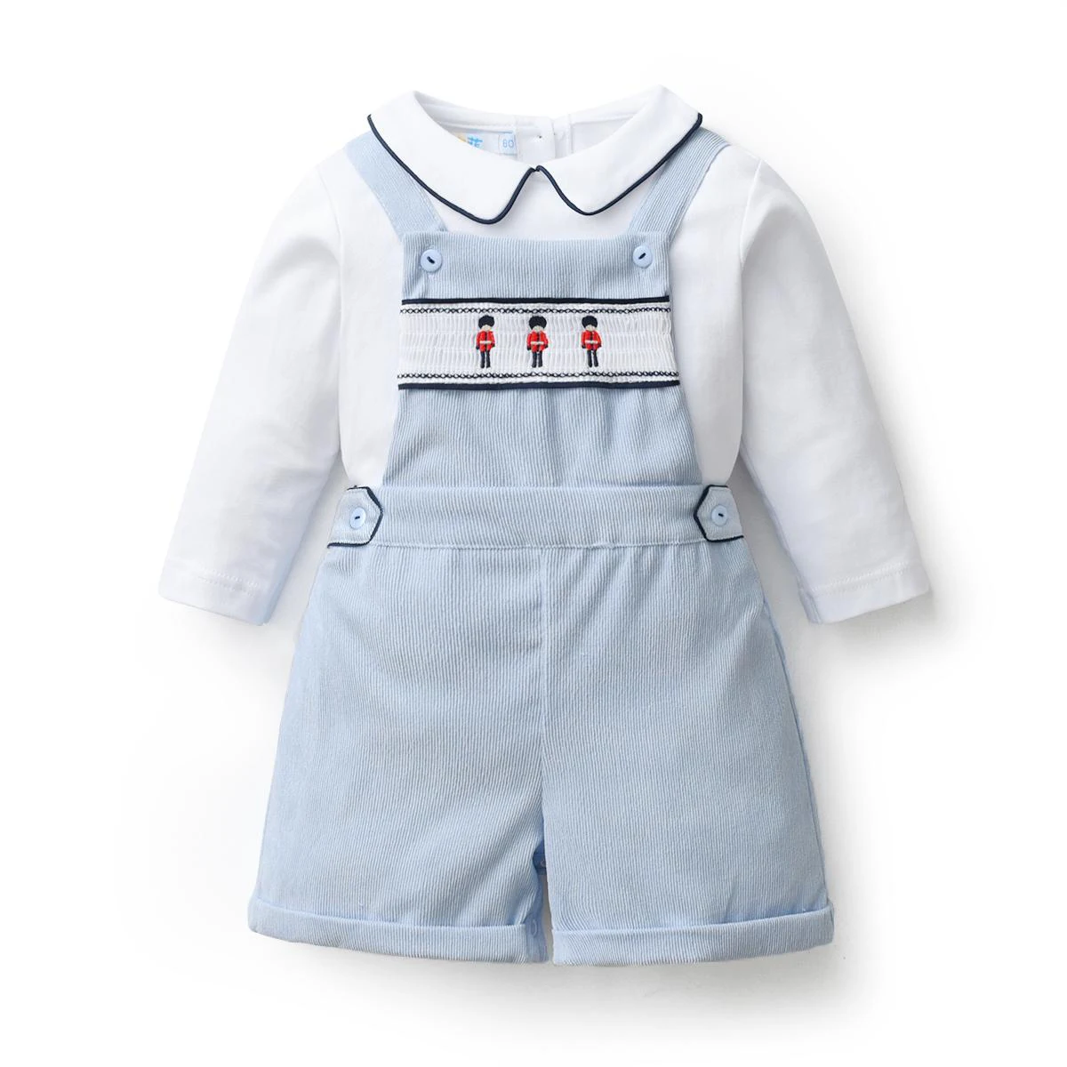 Baby Boy Spanish Clothing Set Toddler Boy Boutique Clothes Sets Kids Soldier Embroidery Shirt with Suspender Pants Infant Suit