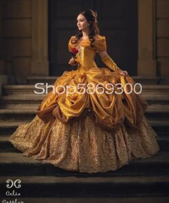 Dark Gold Belle Victorian Ball Gown Prom Dress for Women off Shoulder Fairy Ruched Lace Stain Corset Costume Corpse Bride dress