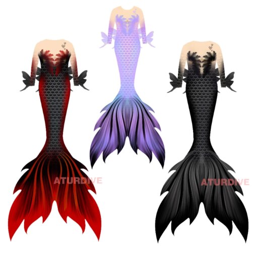 One piece conservative Muslim swimsuit long sleeve professional custom large size adult children professional Mermaid fish tail