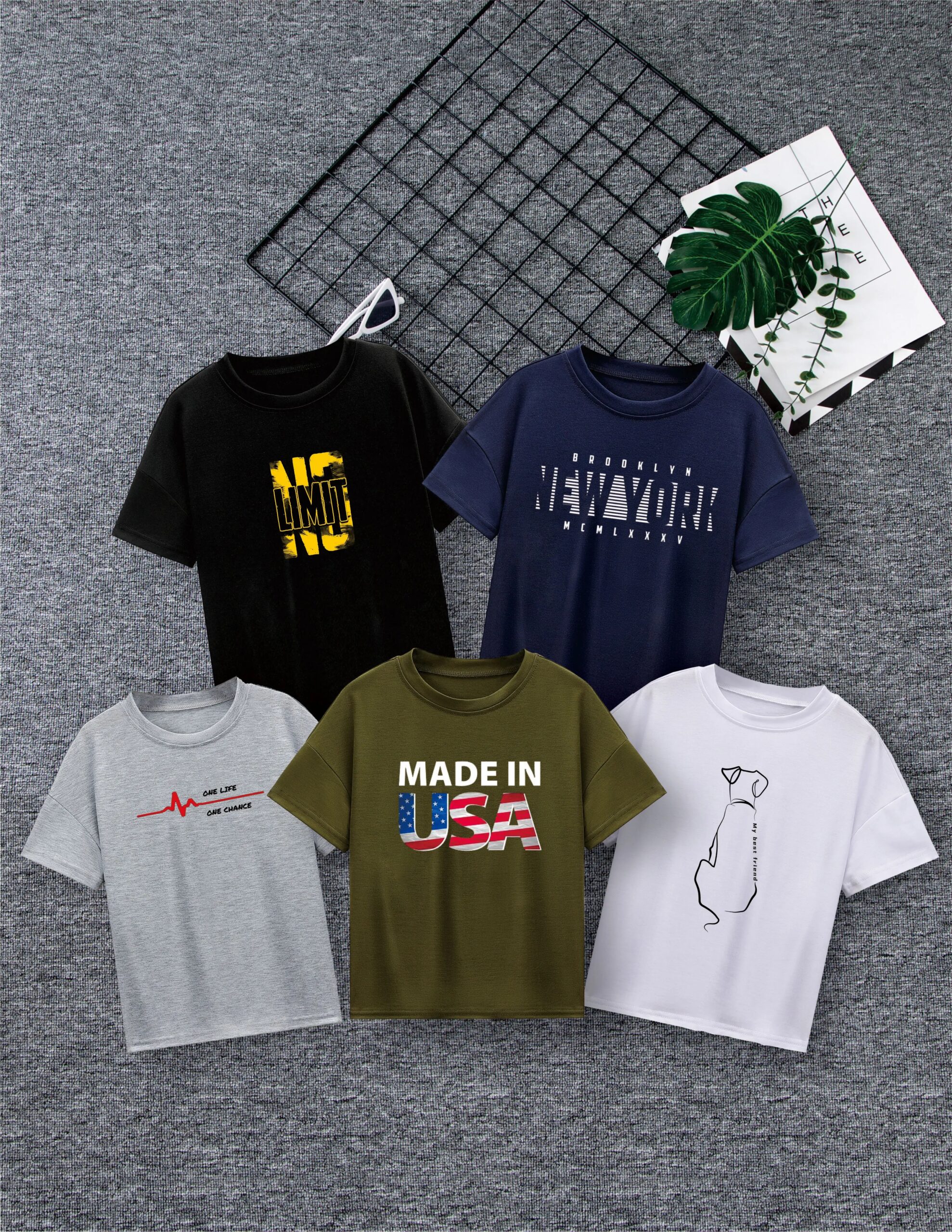 Five T-shirts
