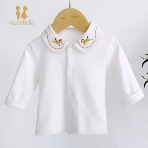 Austin Bella 2024 Baby Girls Clothes Boutique Babies Clothes High Quality Undershirt Boys Girls T-Shirt 100%Cotton Free Shipping