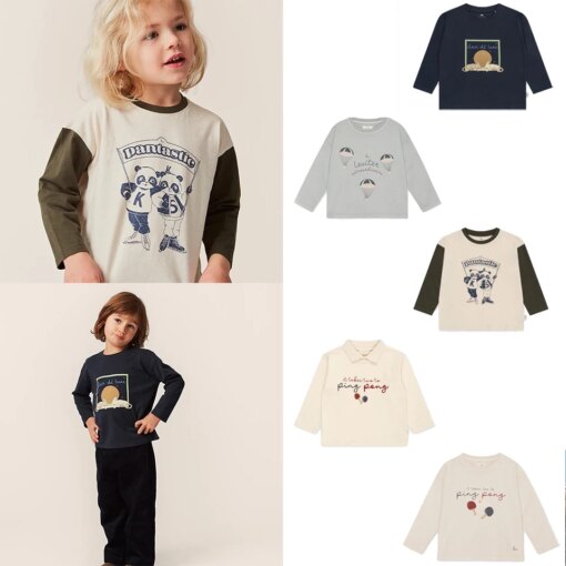 KS Kids Fashion Set Spring Autumn Winter Boys Girls Baby Long Sleeve T-Shirts Polo Shirts Sweatshirts Cartoon Panda Tiger Print