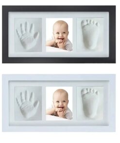 Baby First Year Memorial Handprint Footprint Picture Frame Newborn Birthday Keepsake Souvenir Wooden Photo Frame Shower Gift