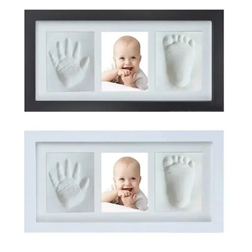 Baby First Year Memorial Handprint Footprint Picture Frame Newborn Birthday Keepsake Souvenir Wooden Photo Frame Shower Gift